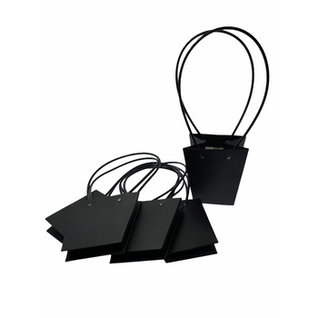 Set 5 pungi Atelier trapez, maner, carton dur, Negru, 12x8,5cm Set 5 pungi Atelier trapez, maner, carton dur, Negru, 12x8,5cm