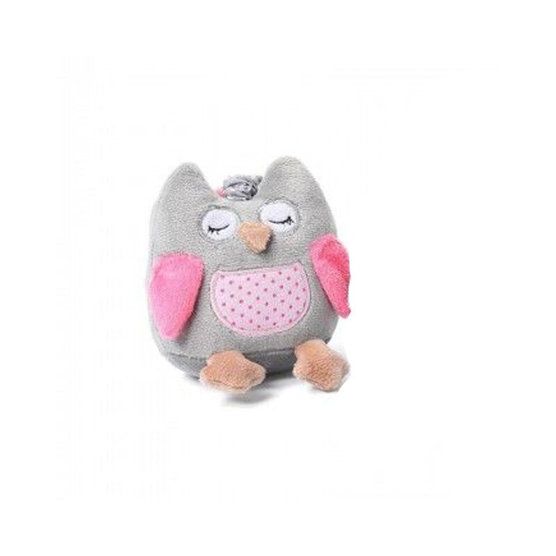 Jucarie pentru carucior, cu vibratii, bufnita roz