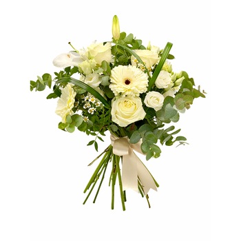 Buchet flori albe, Floraria Amazon, trandafiri, gerbera, crini Buchet flori albe, Floraria Amazon, trandafiri, gerbera, crini