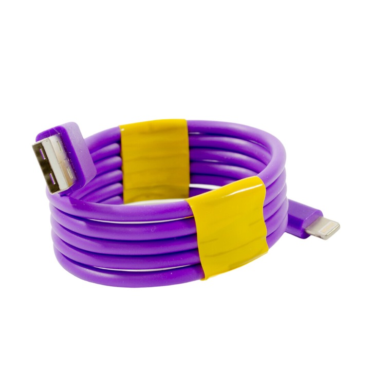 Cablu de incarcare rapida si transfer de date, 1m, Lightning, EVTrend®, pentru telefon sau tableta Apple, conector USB, conector Lightning, Mov
