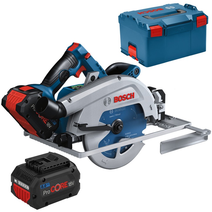 Fierastrau circular BOSCH GKS 18V-68 GC cu 2 acumulatori ProCORE, 8Ah, BITURBO brushless