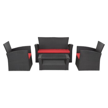 Set mobilier gradina/terasa 2 fotolii, canapea si masuta Maison Mex LIMA negru/rosu Set mobilier gradina/terasa 2 fotolii, canapea si masuta Maison Mex LIMA negru/rosu