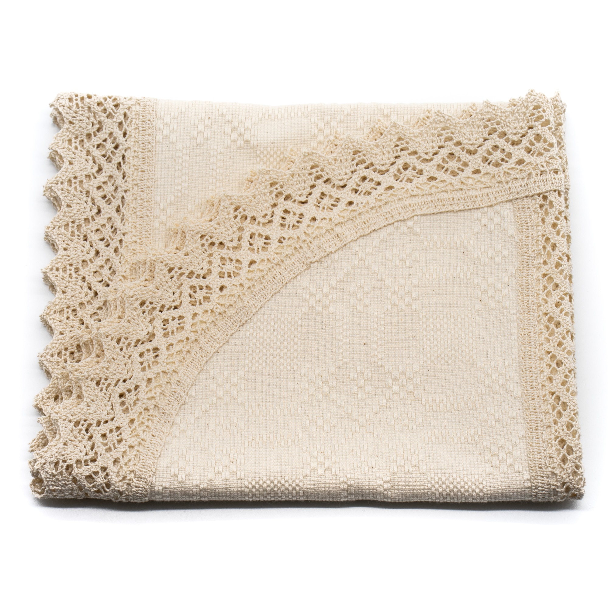 Fata de masa traditionala, crem, dimensiune 75x45 cm, ovala