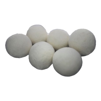 Set 6 bile lana 100% organica pentru uscator ambalate in saculet, Concept Shop, alb Set 6 bile lana 100% organica pentru uscator ambalate in saculet, Concept Shop, alb