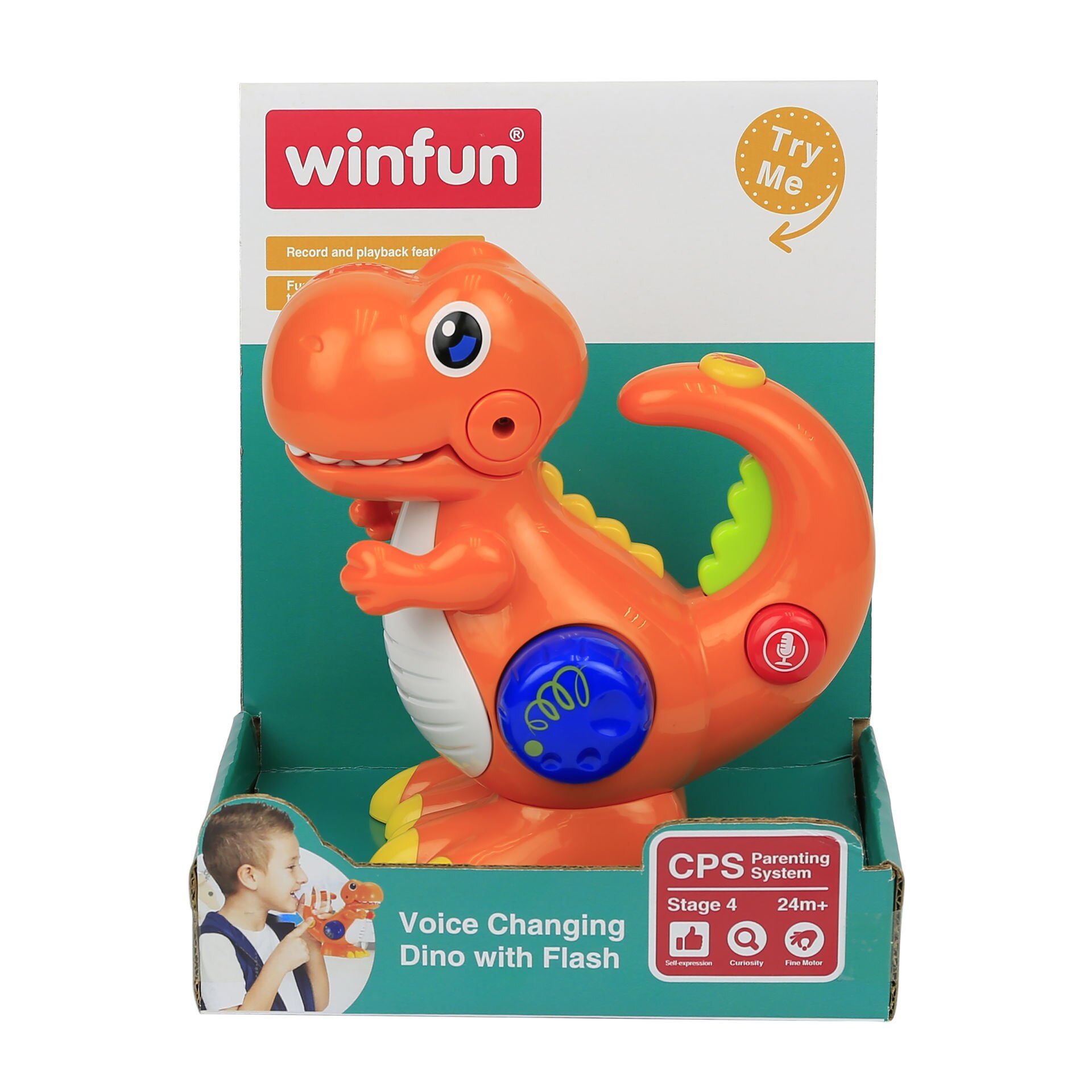 Jucarie Dino cu functia de schimbare a vocii si lumini, Winfun, 2400