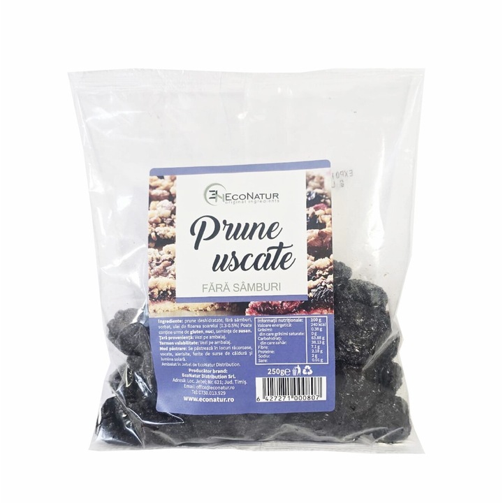 Prune uscate, fara samburi 250g Econatur