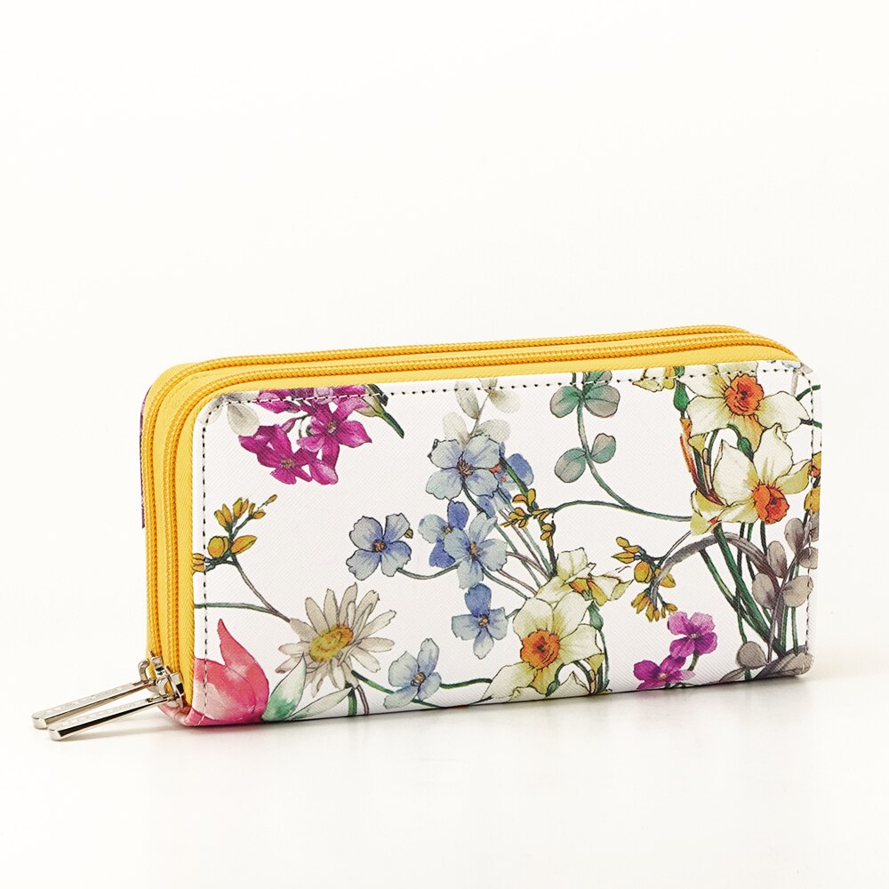 Portofel alb cu imprimeu floral Coralia Alb