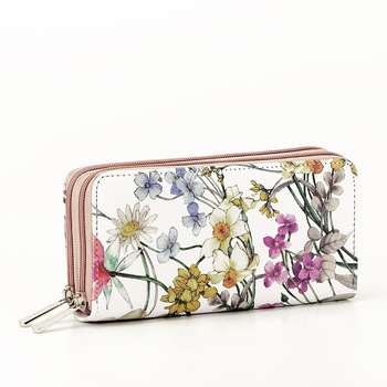 Portofel alb cu roz cu imprimeu floral Coralia Alb Portofel alb cu roz cu imprimeu floral Coralia Alb