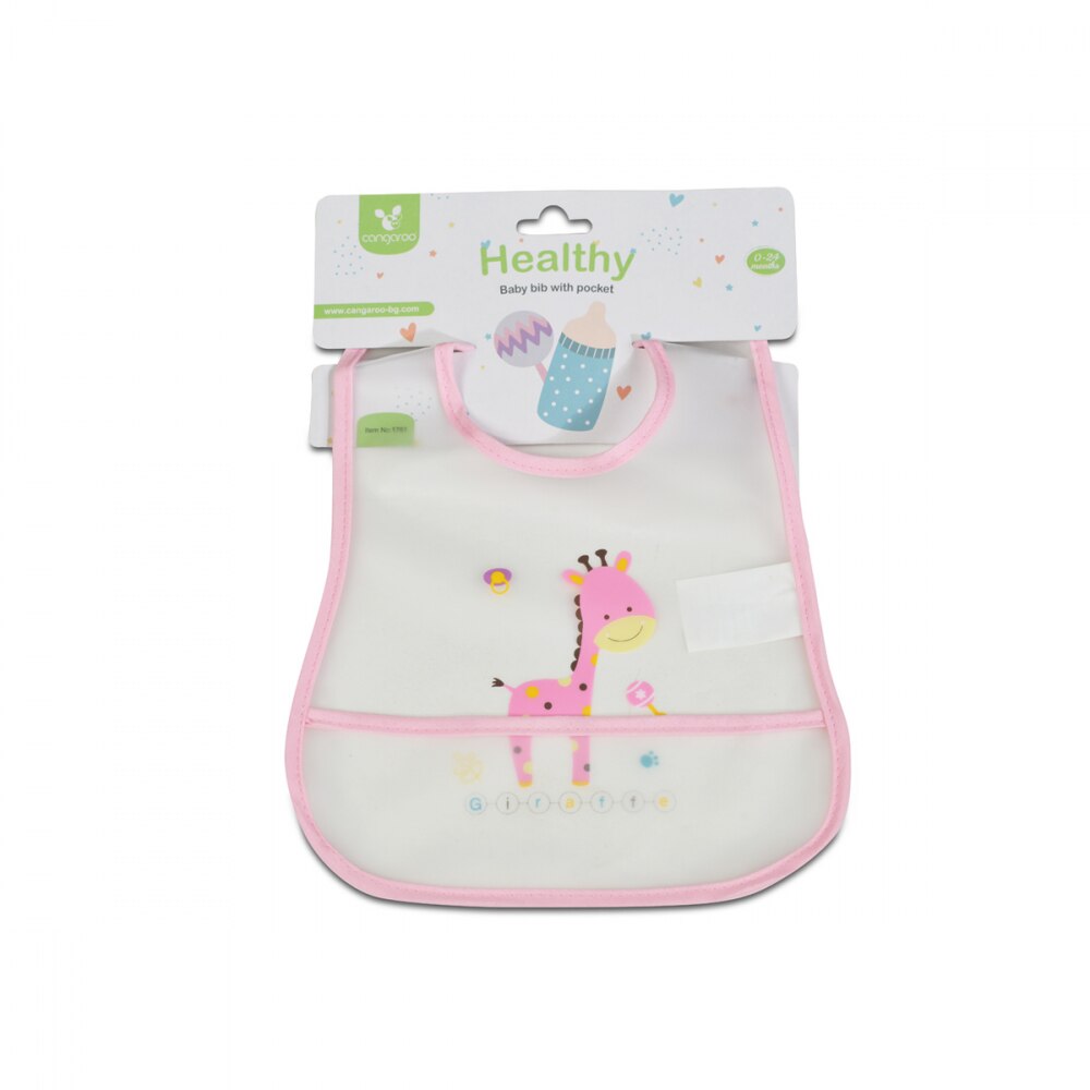 Baveta impermeabila cu buzunar Cangaroo Healthy Pink