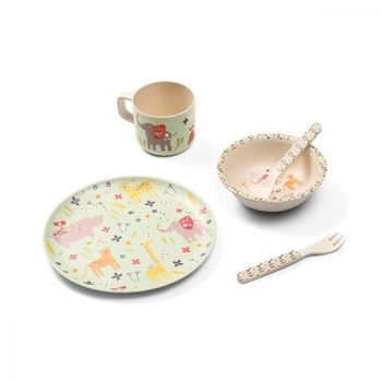 Set hranire Baby Ono Forest verde din bambus Set hranire Baby Ono Forest verde din bambus