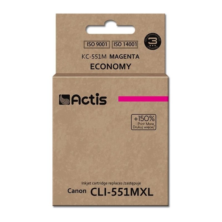 Actis KC-551M Canon 12 ml chippel magenta kompatibilis tintapatron