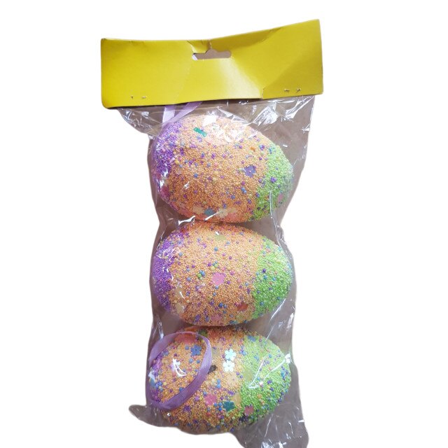 Set 3 oua colorate pentru Pasti design cu flori