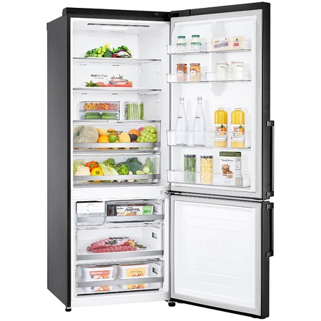 Combina frigorifica LG GBB569MCAMB, 451 Litri, Clasa A++, No Frost, Full No Frost, Compresor Smart Inverter, Door Cooling, Fresh balancer, ThinQ WiFi, H 185 cm, Negru