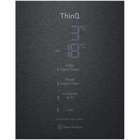 Combina frigorifica LG GBB569MCAMB, 451 Litri, Clasa A++, No Frost, Full No Frost, Compresor Smart Inverter, Door Cooling, Fresh balancer, ThinQ WiFi, H 185 cm, Negru