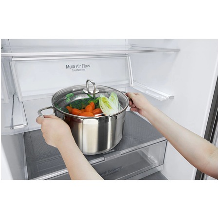 Combina frigorifica LG GBB569MCAMB, 451 Litri, Clasa A++, No Frost, Full No Frost, Compresor Smart Inverter, Door Cooling, Fresh balancer, ThinQ WiFi, H 185 cm, Negru