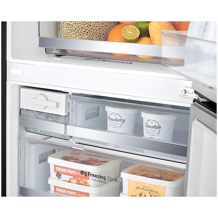 Combina frigorifica LG GBB569MCAMB, 451 Litri, Clasa A++, No Frost, Full No Frost, Compresor Smart Inverter, Door Cooling, Fresh balancer, ThinQ WiFi, H 185 cm, Negru