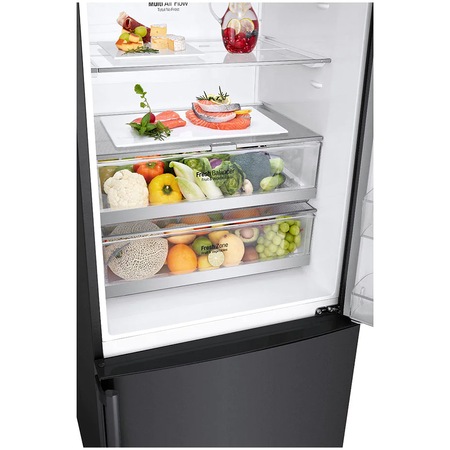 Combina frigorifica LG GBB569MCAMB, 451 Litri, Clasa A++, No Frost, Full No Frost, Compresor Smart Inverter, Door Cooling, Fresh balancer, ThinQ WiFi, H 185 cm, Negru