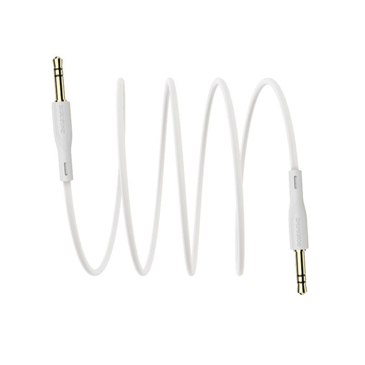 Cablu auxiliar, audio stereo, Jack 3.5 mm, 3 pini, Alb