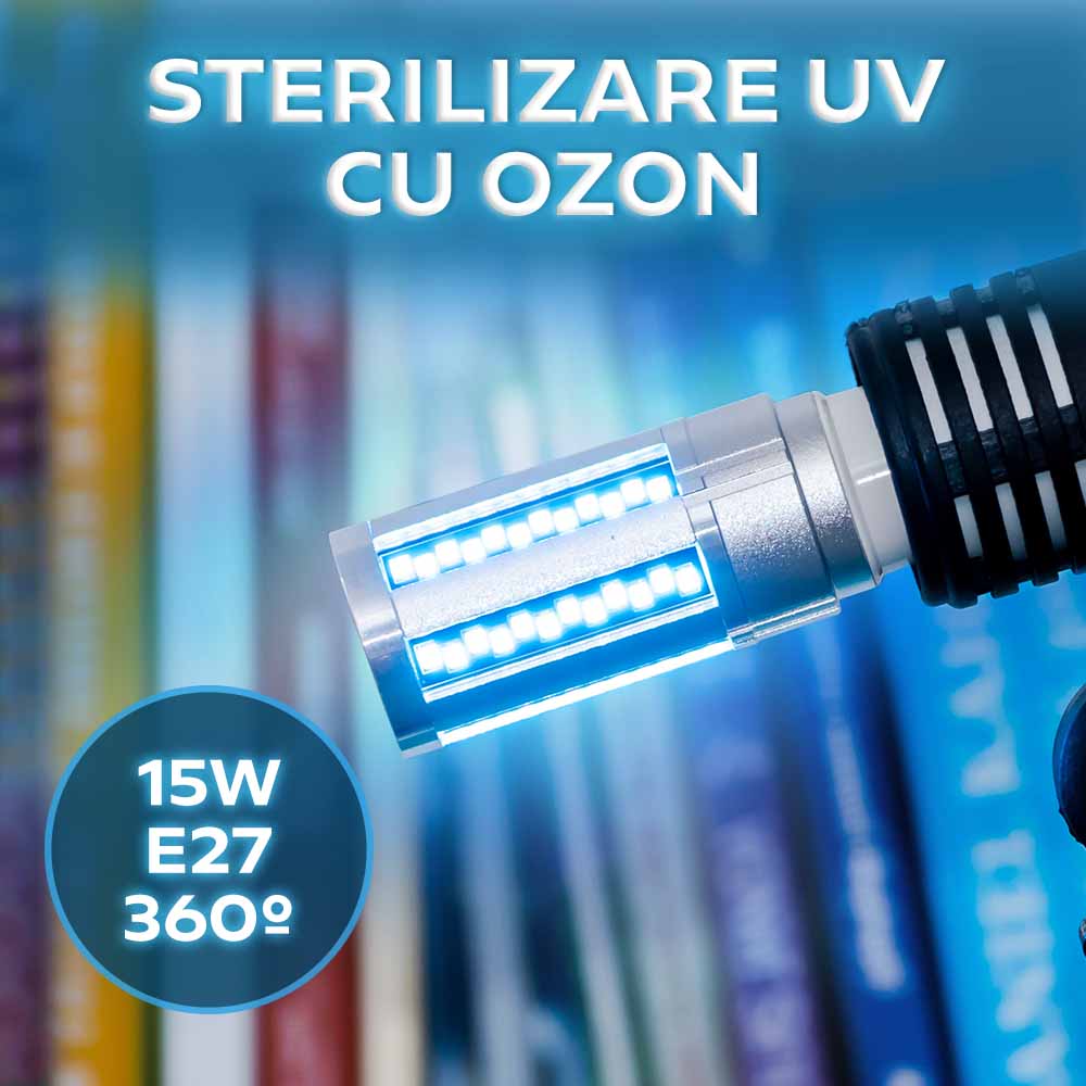 Bec Uvc Bec bactericid cu lumina UVC LED 15W- E27 - eMAG.ro