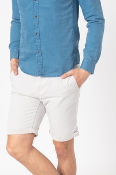 Tom Tailor, Pantaloni chino scurti cu o curea impletita, Gri deschis, 2XL Tom Tailor, Pantaloni chino scurti cu o curea impletita, Gri deschis, 2XL