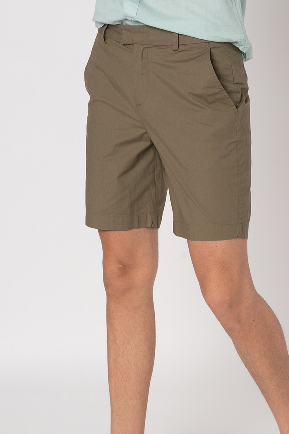 SUPERDRY, Pantaloni chino scurti din amestec de bumbac, Kaki