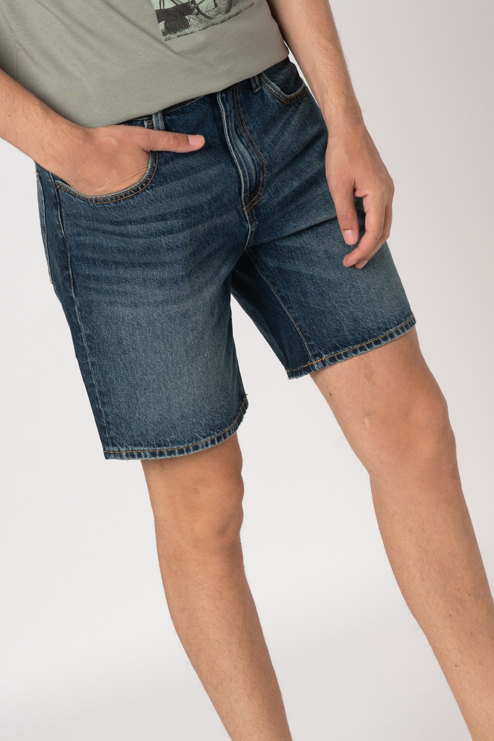 SUPERDRY, Bermude din denim Taper, Albastru