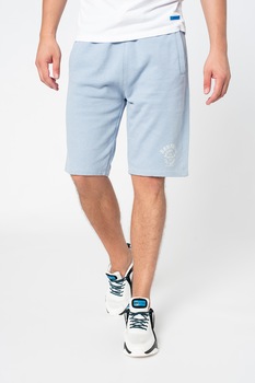 SUPERDRY, Pantaloni scurti sport cu snur in talie, Albastru azur SUPERDRY, Pantaloni scurti sport cu snur in talie, Albastru azur