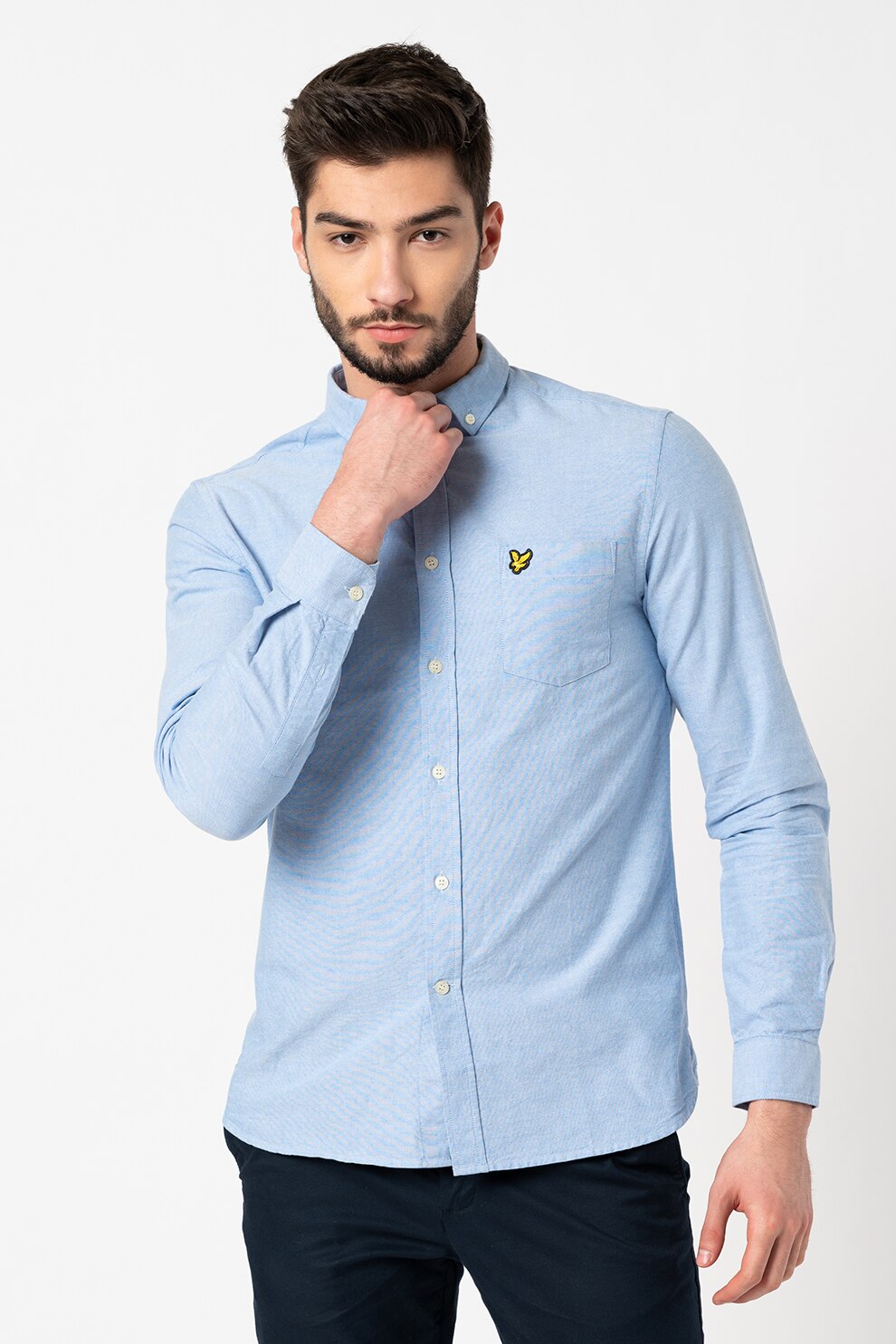 Lyle & Scott, Camasa regular fit cu buzunar pe piept, Albastru lavanda