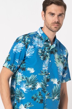 SUPERDRY, Camasa din amestec de modal cu imprimeu, Albastru SUPERDRY, Camasa din amestec de modal cu imprimeu, Albastru