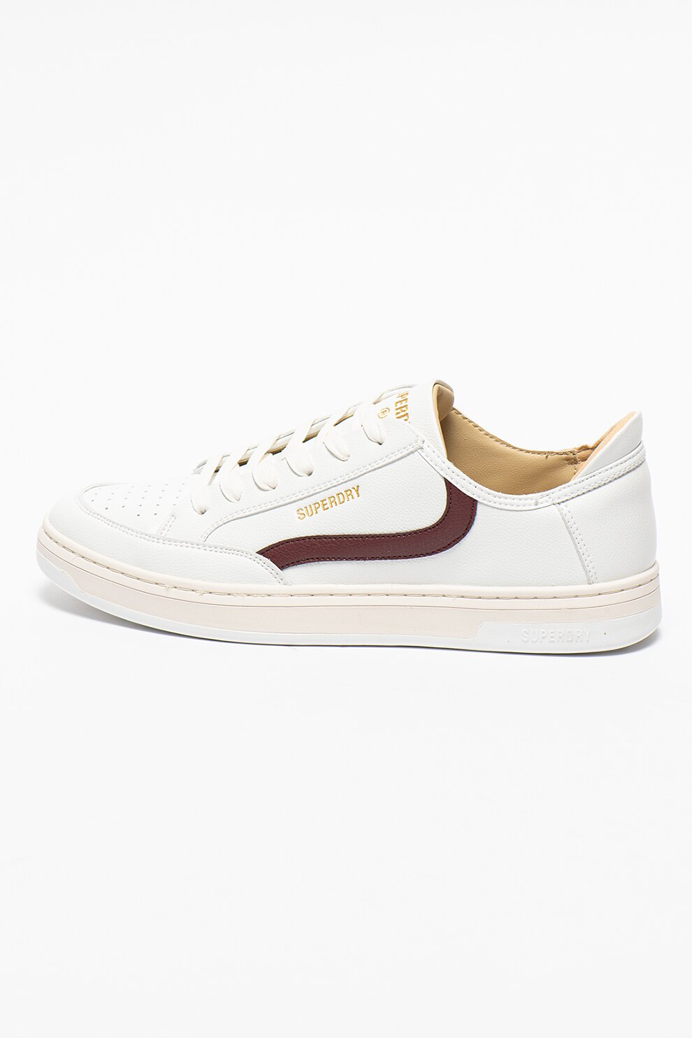 SUPERDRY, Pantofi sport de piele ecologica cu accent contrastant Basket Lux