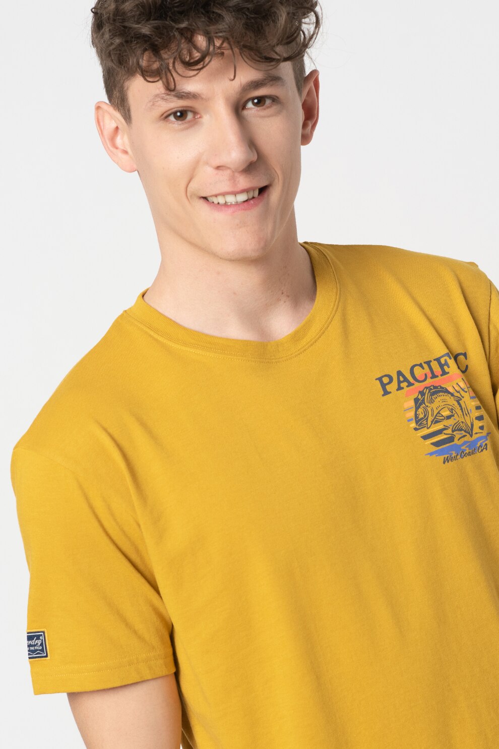 SUPERDRY, Tricou boxy fit Frontier, Galben mustar/Albastru, M