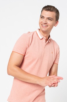 Tom Tailor, Tricou polo din pique, Oranj melange, S Tom Tailor, Tricou polo din pique, Oranj melange, S