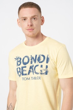 Tom Tailor, Tricou de bumbac cu imprimeu, Galben, S