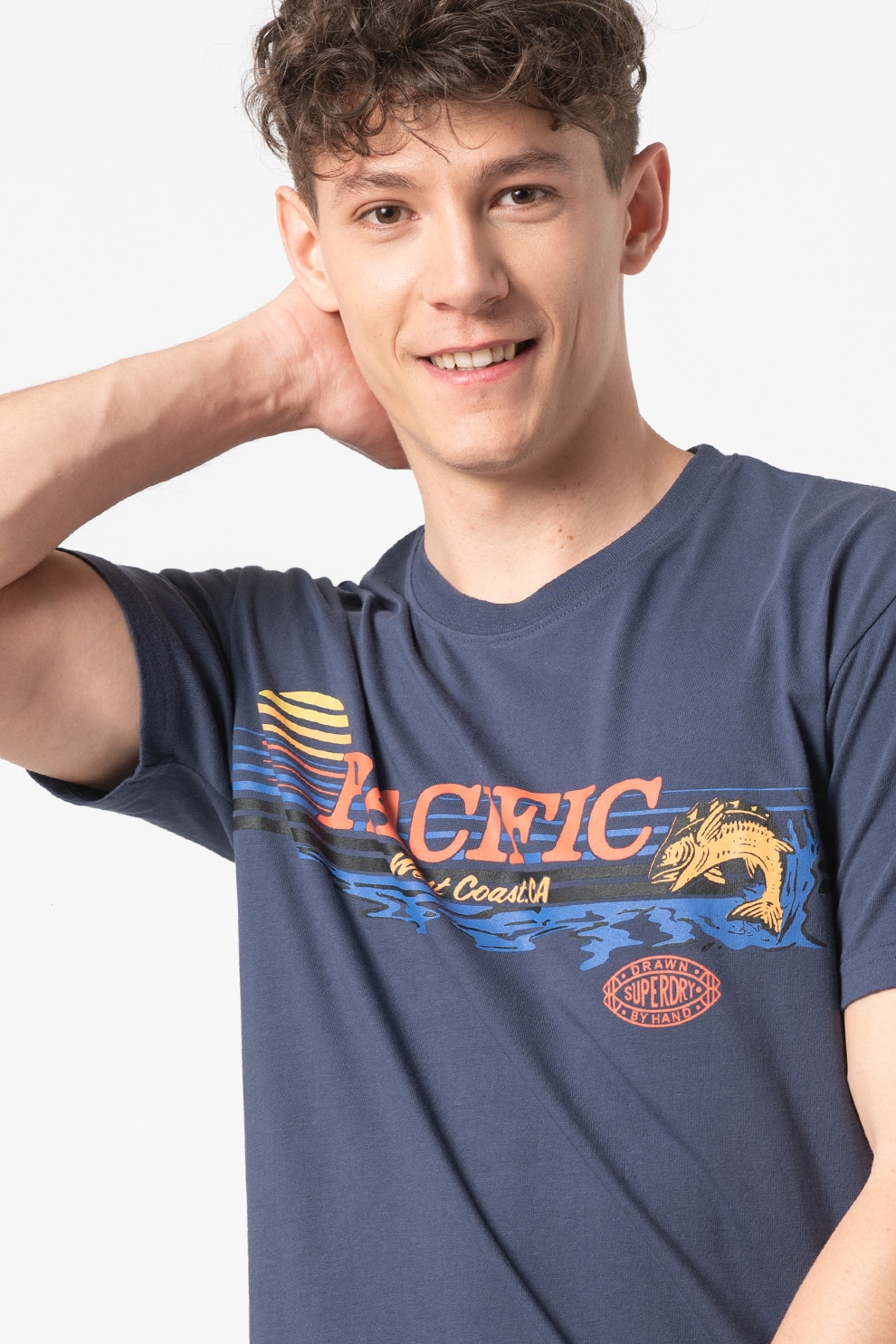 SUPERDRY, Tricou boxy fit Frontier, Bleumarin/Oranj/Galben, M