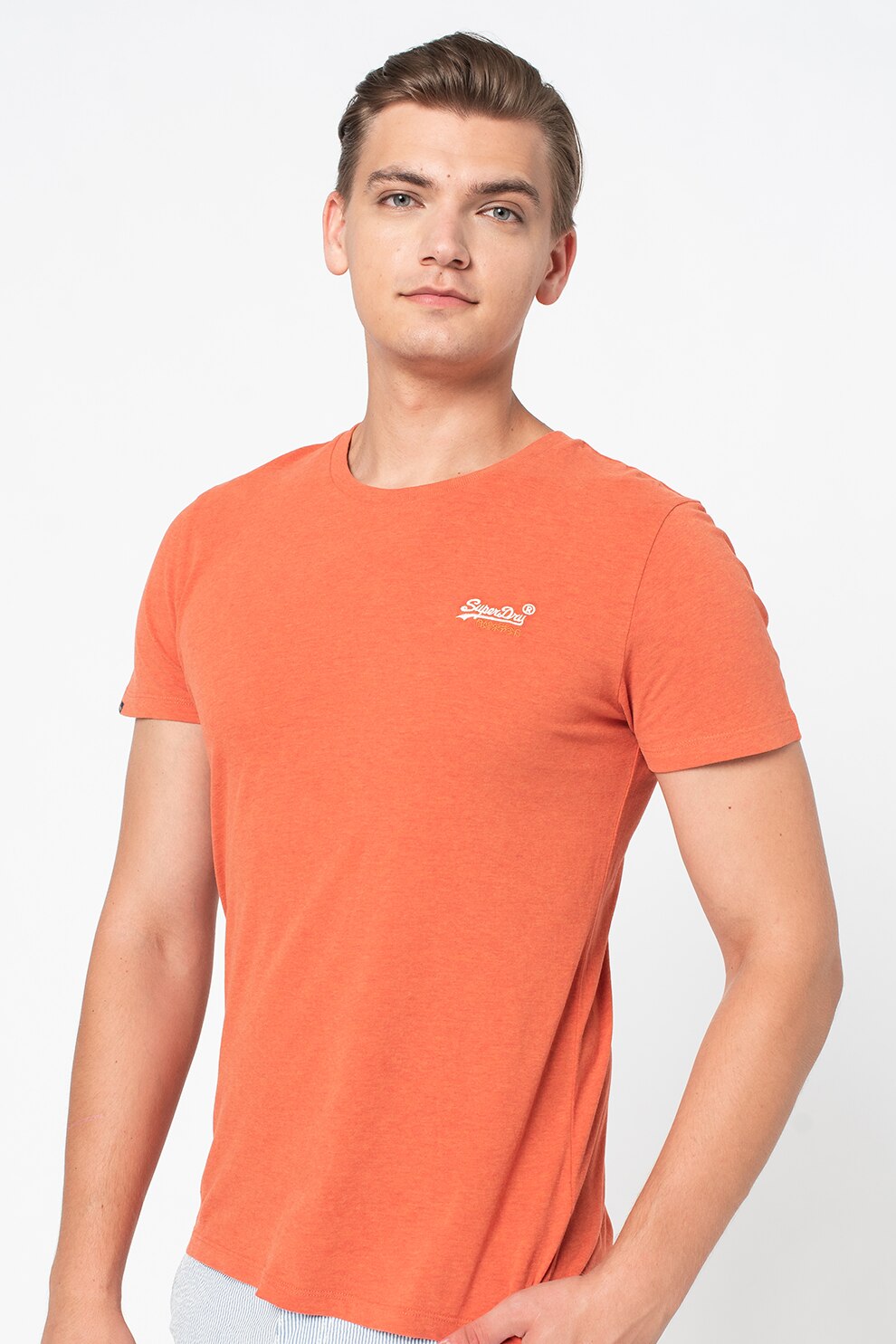 SUPERDRY, Tricou slim fit cu logo brodat Ol Vintage, Oranj stins