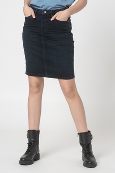 Tom Tailor, Fusta din denim elastic, Bleumarin inchis Tom Tailor, Fusta din denim elastic, Bleumarin inchis