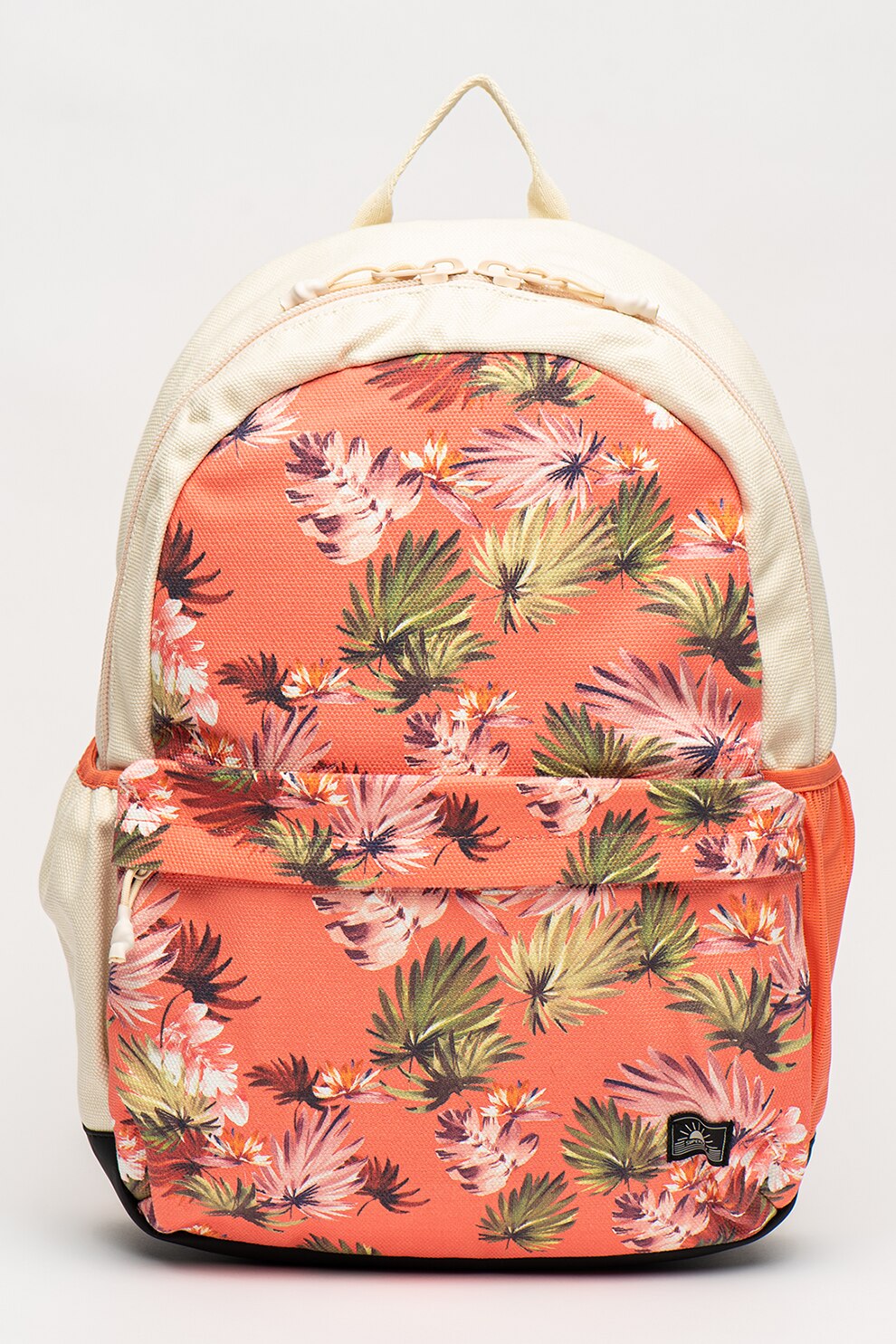 SUPERDRY, Rucsac de panza cu imprimeu tropical Cali, Corai/Verde/Alb