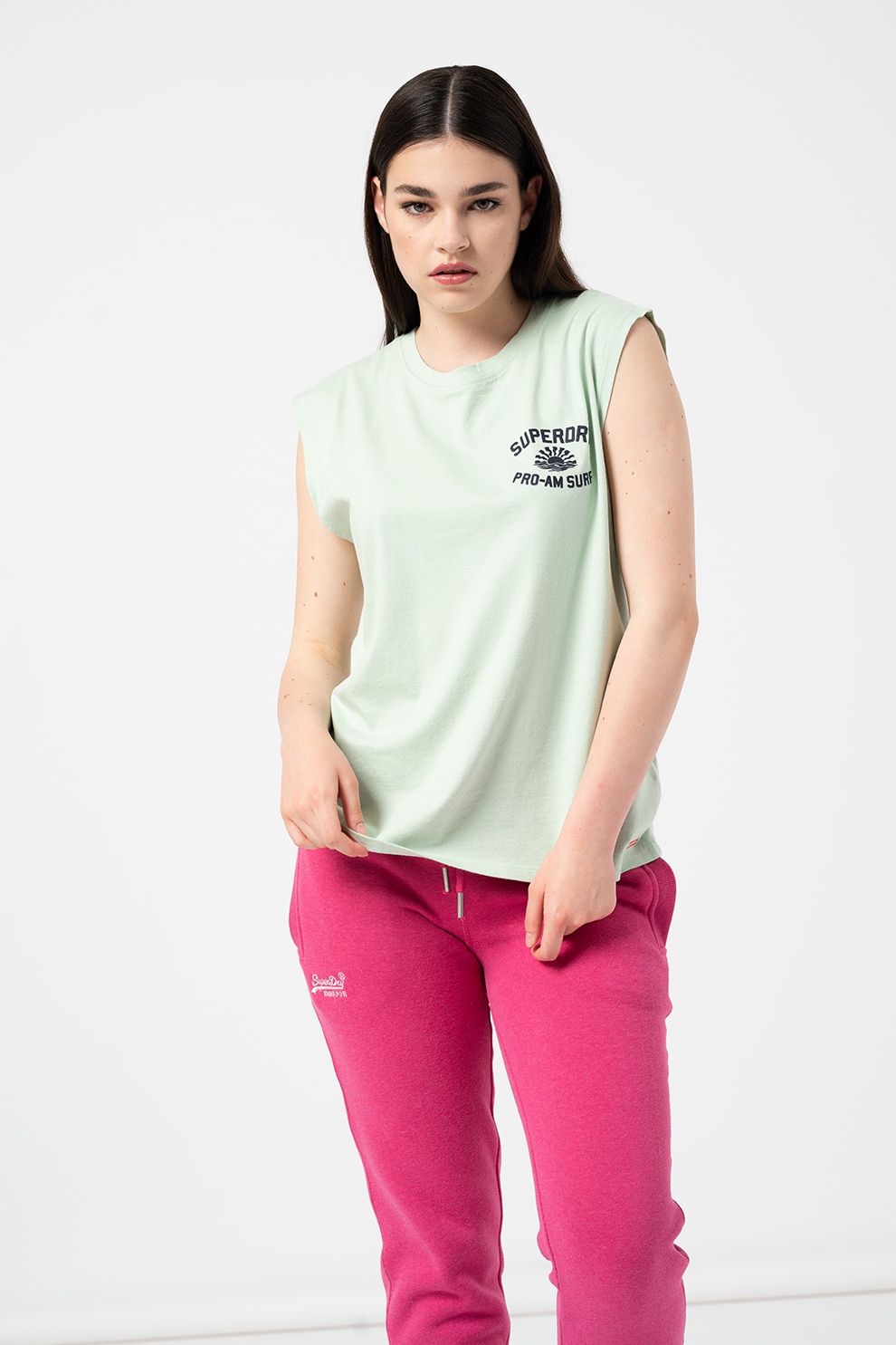 SUPERDRY, Top cu imprimeu, Verde menta
