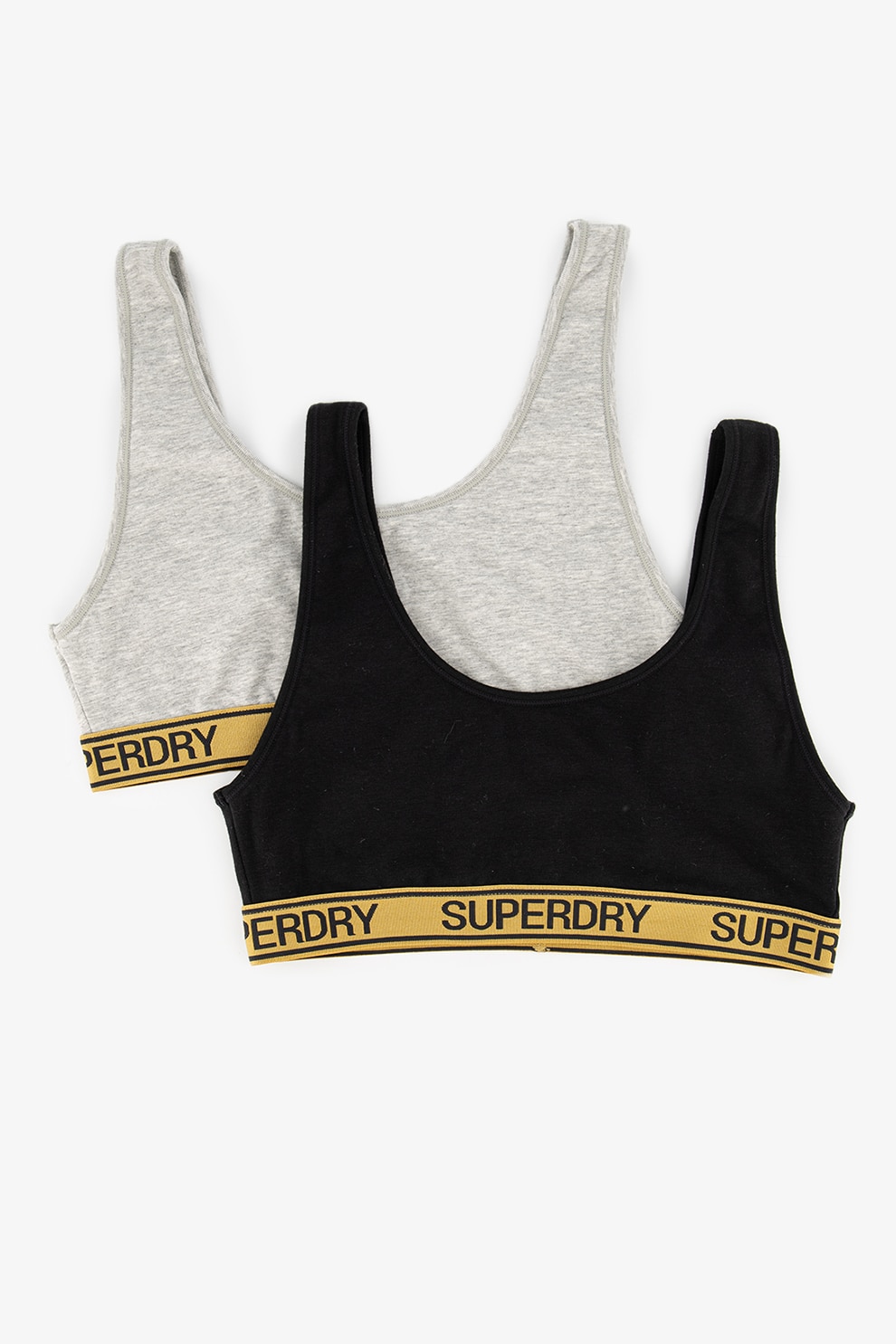SUPERDRY, Set de bustiere din amestec de bumbac organic Grace - 2 piese, Negru, gri melange