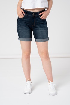 Tom Tailor, Pantaloni scurti de denim cu talie joasa, Albastru Tom Tailor, Pantaloni scurti de denim cu talie joasa, Albastru