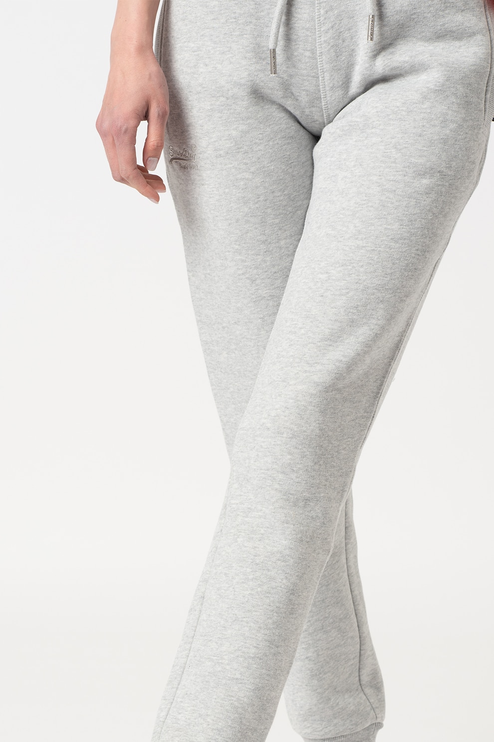 SUPERDRY, Pantaloni sport slim fit Classic, Gri deschis melange