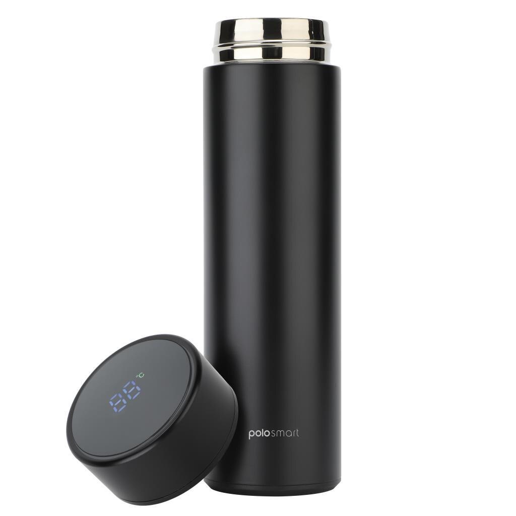 Cana termica cu afisaj LED, 470 ml, negru, otel inoxidabil, durabil