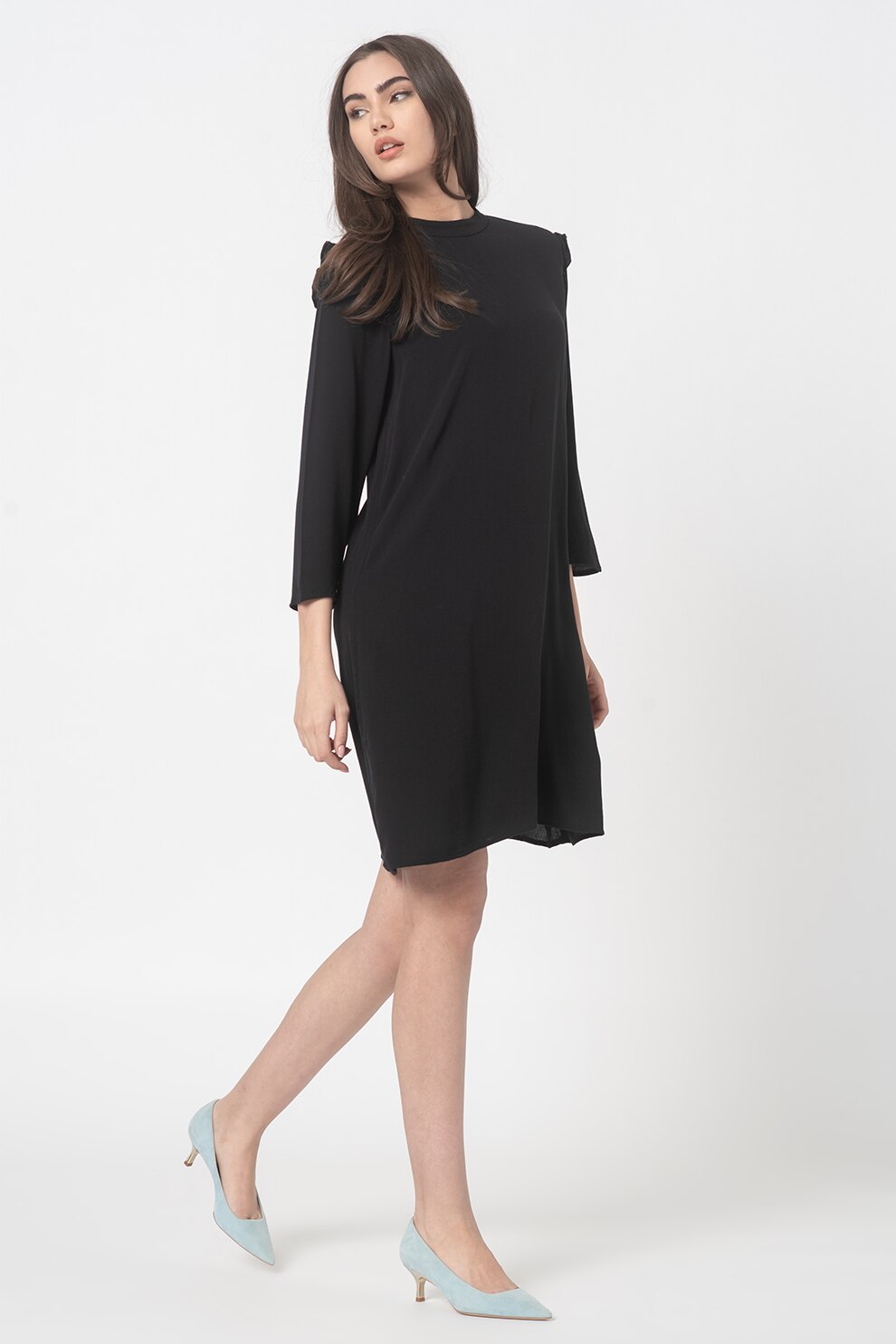 Tom Tailor, Rochie cu croiala A si maneci trei sferturi, Negru