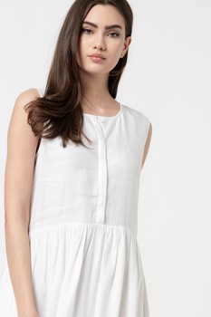 SUPERDRY, Rochie evazata din amestec de in, Alb SUPERDRY, Rochie evazata din amestec de in, Alb