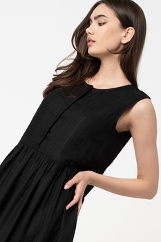 SUPERDRY, Rochie evazata din amestec de in, Negru SUPERDRY, Rochie evazata din amestec de in, Negru
