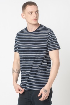 Tom Tailor, Tricou de bumbac in dungi, bleumarin inchis, alb, S Tom Tailor, Tricou de bumbac in dungi, bleumarin inchis, alb, S