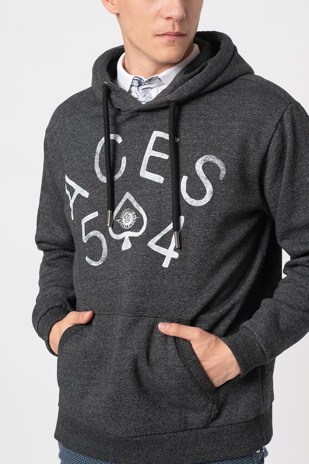 SUPERDRY, Hanorac supradimensionat cu imprimeu text Military, Negru/Alb, L