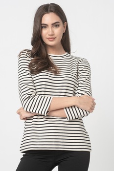 Tom Tailor, Bluza cu maneci 3/4, Alb/Bleumarin inchis, XS Tom Tailor, Bluza cu maneci 3/4, Alb/Bleumarin inchis, XS