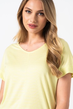 Tom Tailor, Tricou cu decolteu in V si terminatie elastica, Verde neon Tom Tailor, Tricou cu decolteu in V si terminatie elastica, Verde neon
