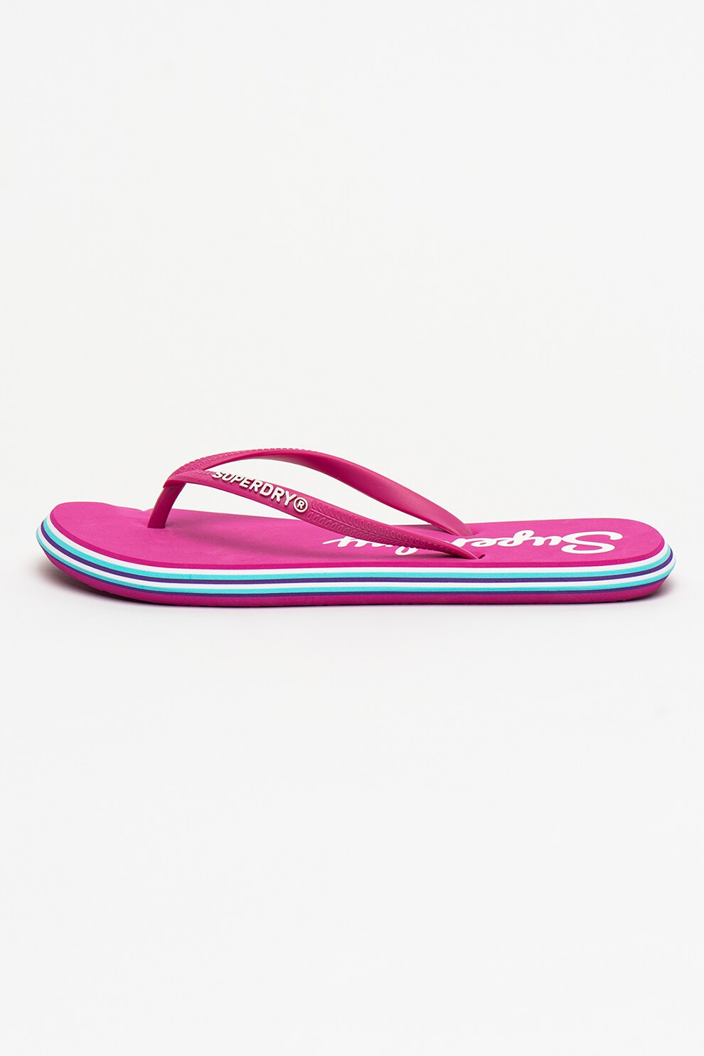 SUPERDRY, Papuci flip-flop cu logo Rainbow, Zmeuriu, S